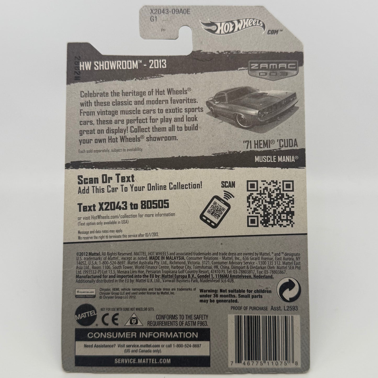 ‘71 Hemi Cuda ZAMAC 003 - HW Showroom 234/250 Hotwheels Mainline