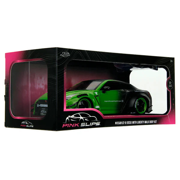1:18 NISSAN GT-R R35 LIBERTY WALK (GREEN/BLACK) JADA: PINK SLIPS