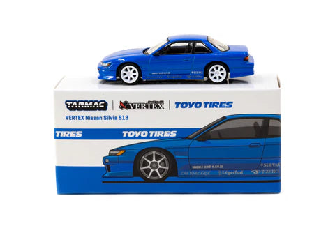 VERTEX Nissan Silvia S13 Blue Metallic TOYO TIRES - GLOBAL64 Tarmac Works 1/64