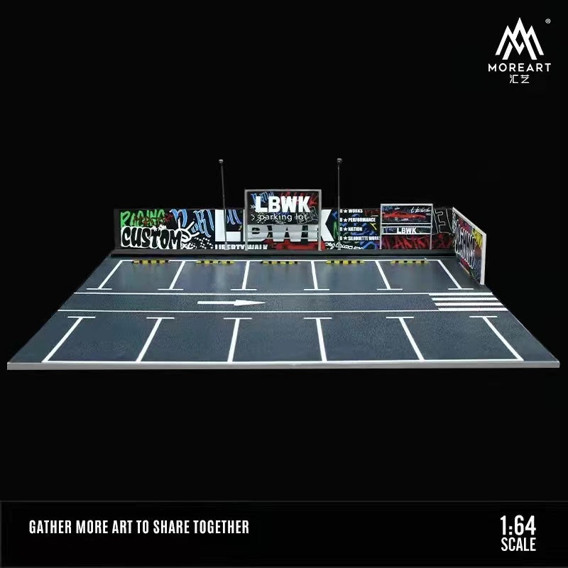 LBWK (Liberty Walk) Parking Lot Scene with LED LIGHTS Morearts 1:64 Scale