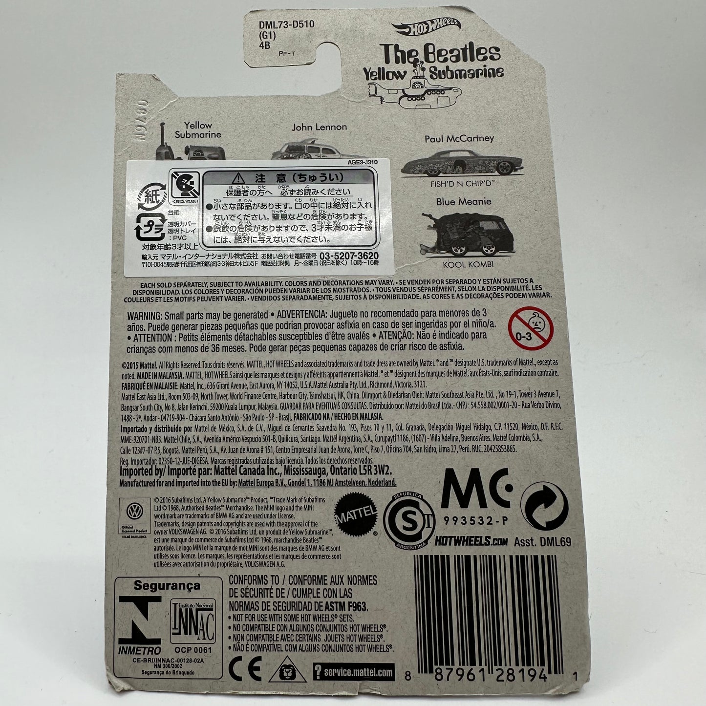 The Beatles Yellow Submarine Kool Kombi 6/6 Hotwheels Mainline CHECK CONDITION