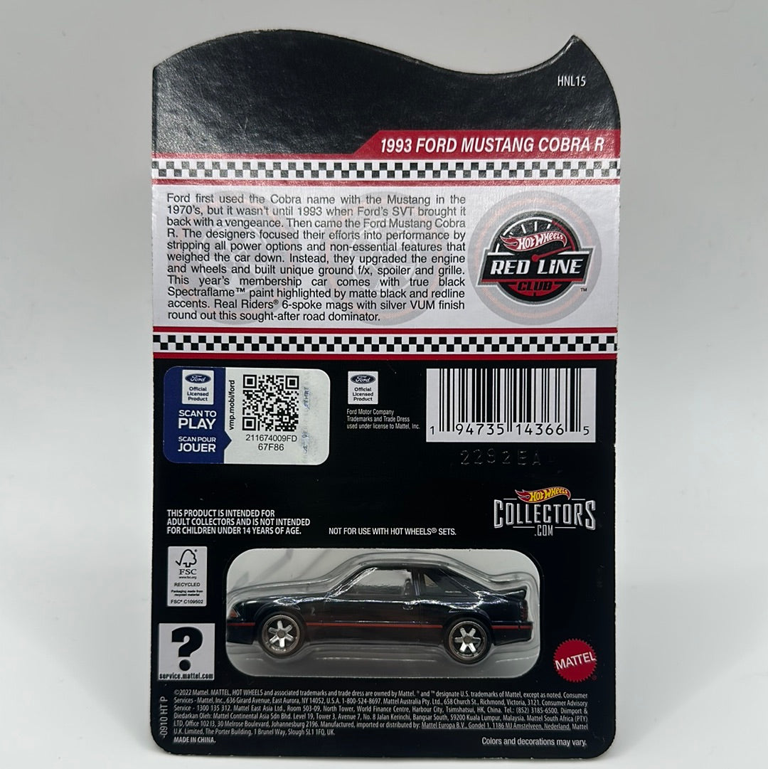 1993 Ford Mustang Cobra R Club Exclusive 2023 Club Car RLC Red Line Club Hotwheels 1:64