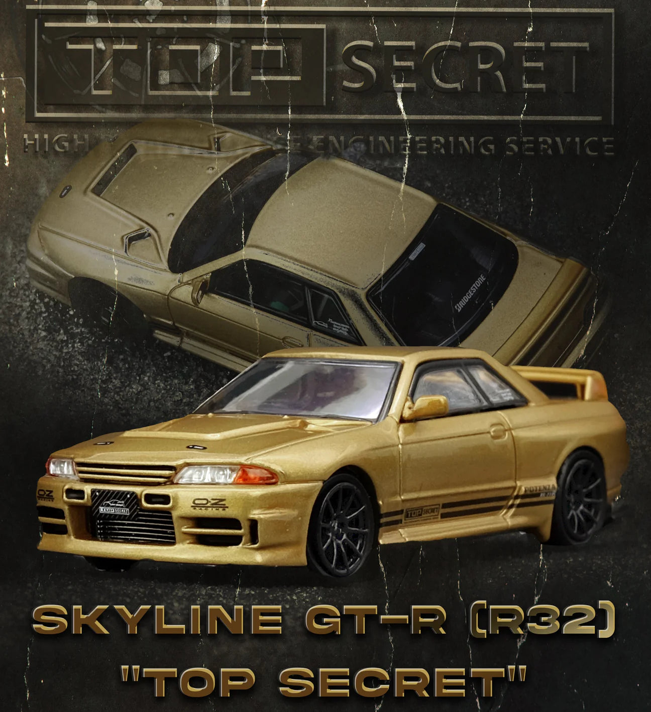 INNO64 スカイラインGT-R トップシークレットVR32 サテンゴールド NISSAN SKYLINE GT-R (R32) TOP SECRET 650R (GOLD) INNO64 – Diecast