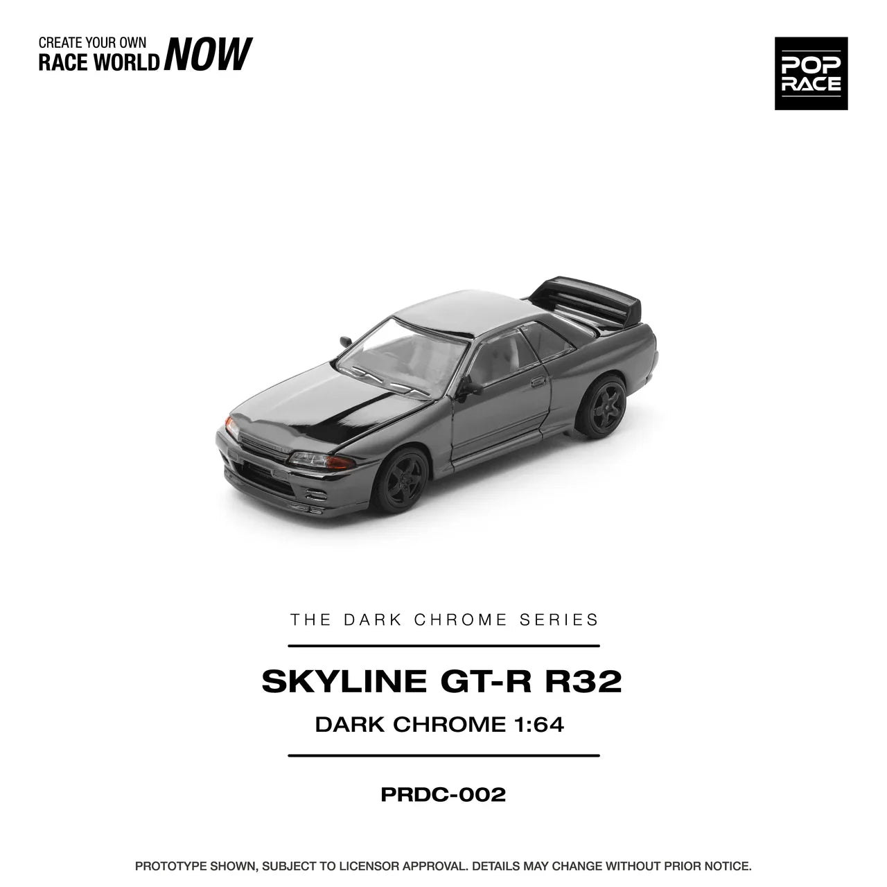 Nissan R32 GTR DARK CHROME - Pop Race 1:64