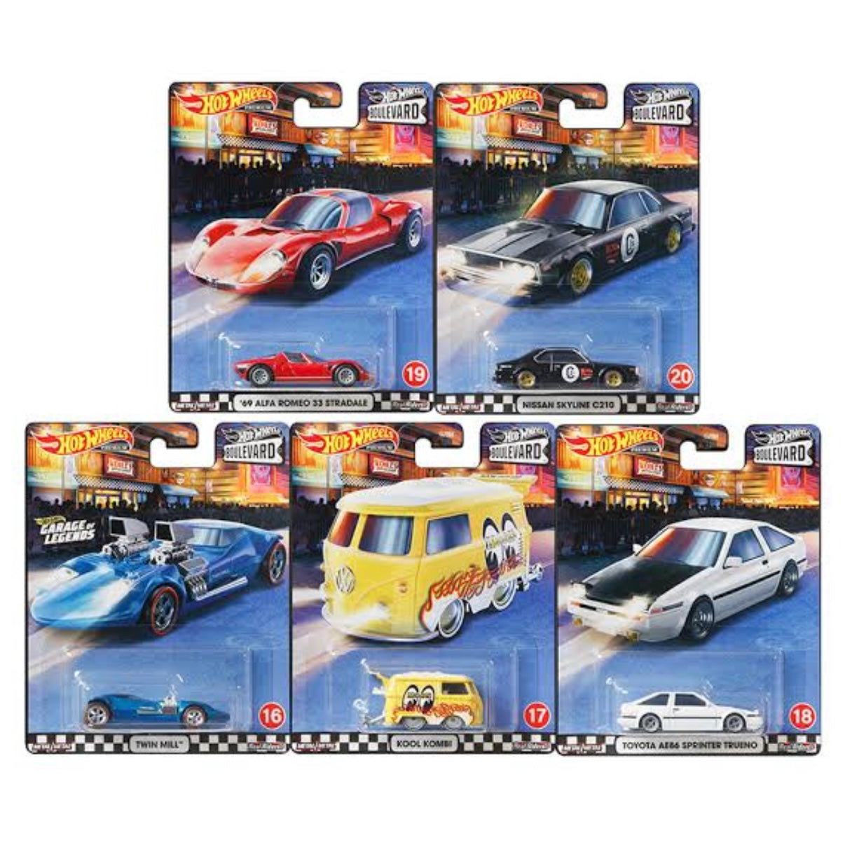 Boulevard #16-20 Set Of 5 Complete Hotwheels Premium