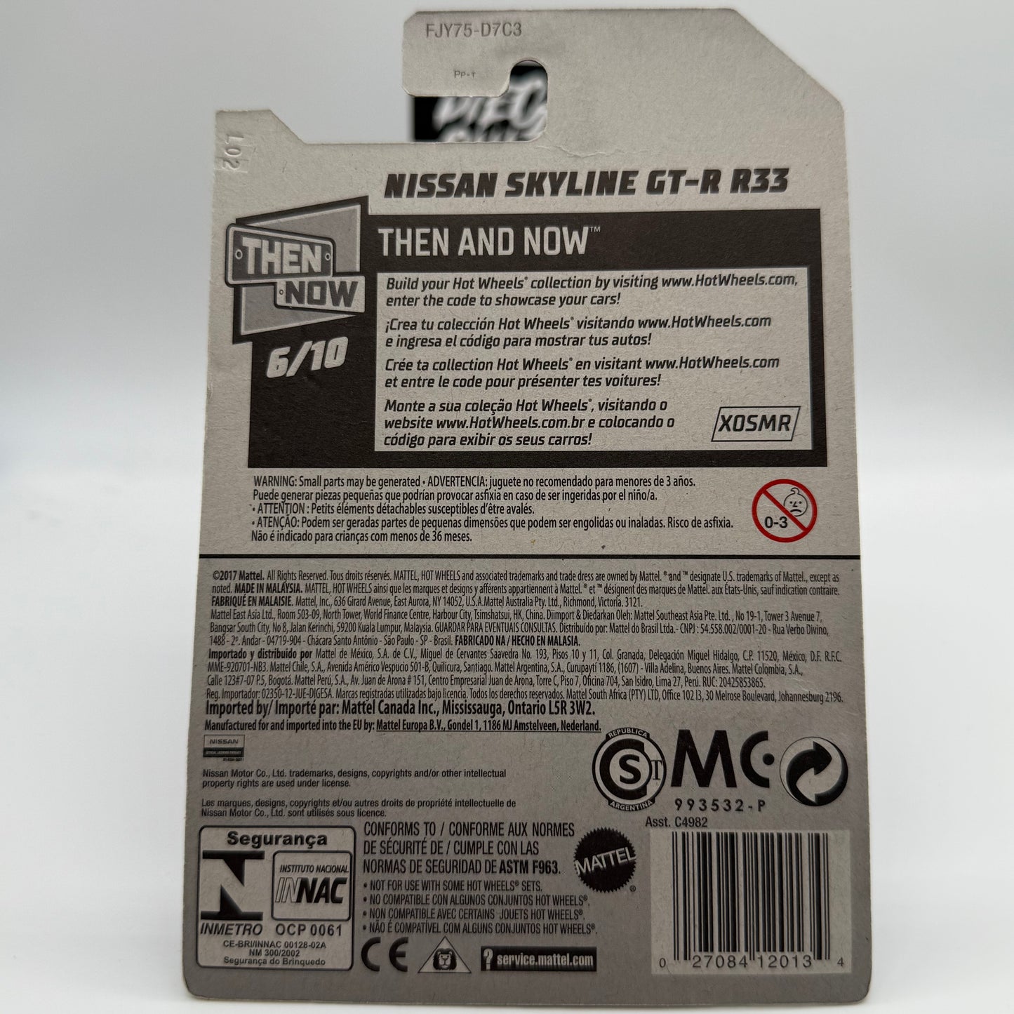 Nissan Skyline GT-R R33 - Then and Now 6/10 Hotwheels Mainline 193/365 *Check Condition*