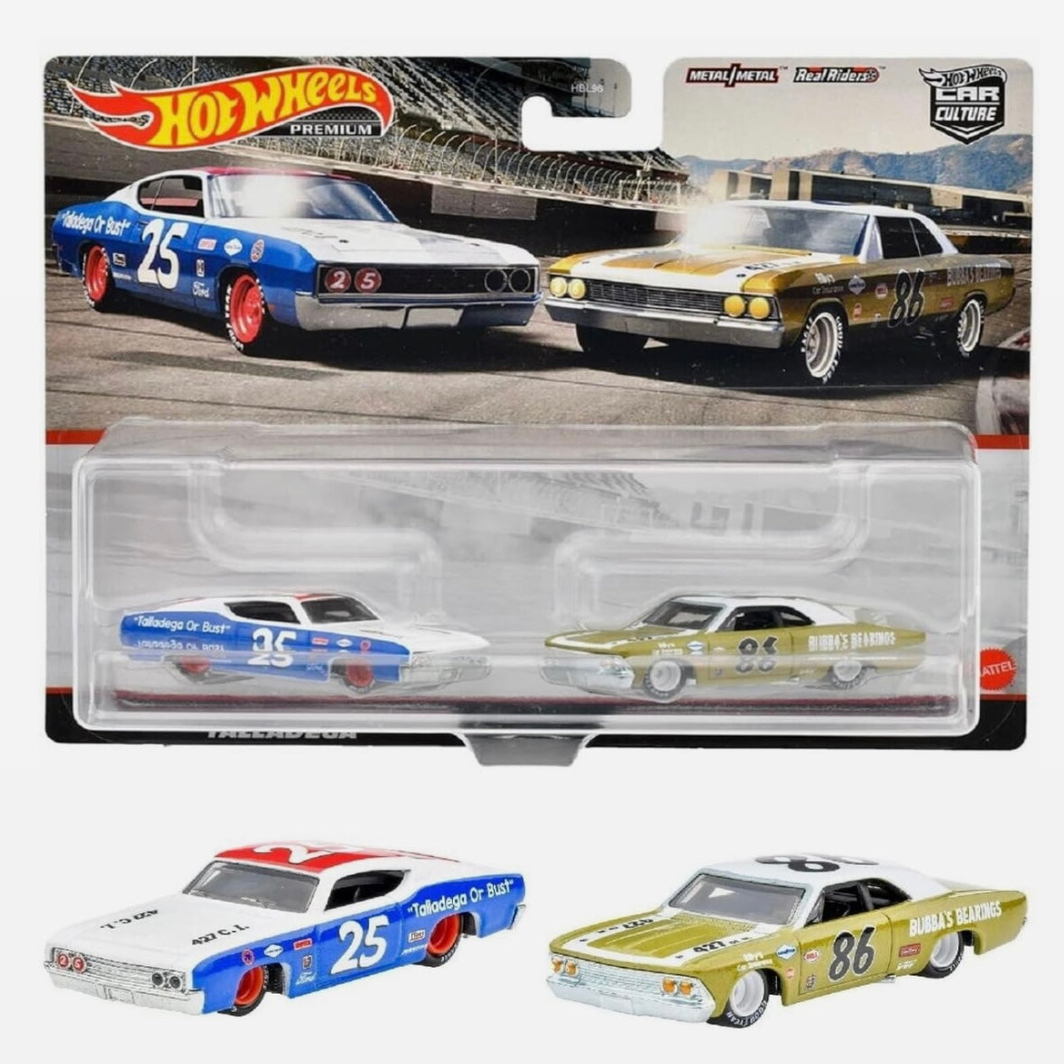 '69 Ford Torino Talladega and '66 Chevelle TWIN PACK - Hotwheels Premium Car Culture