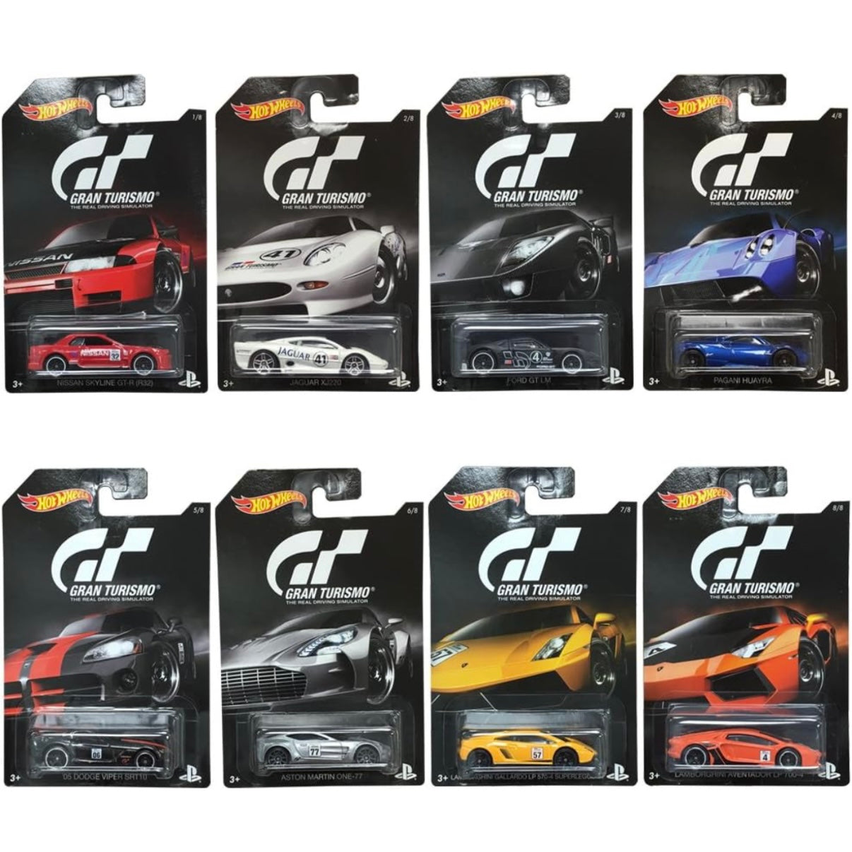 2016 Gran Turismo (Set of 8) Complete Hotwheels Themed Set