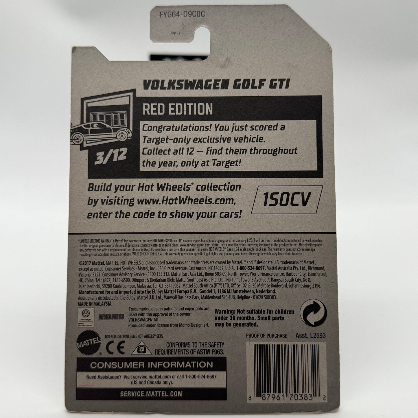 Volkswagen Golf GTI *RED EDITION* 3/12 Hotwheels Mainline TARGET EXCLUSIVE