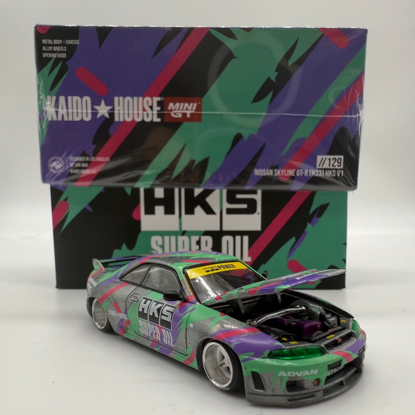 Nissan Skyline GT-R (R33) HKS V1 *RAW CHASE* //129 Kaido House x MiniGT