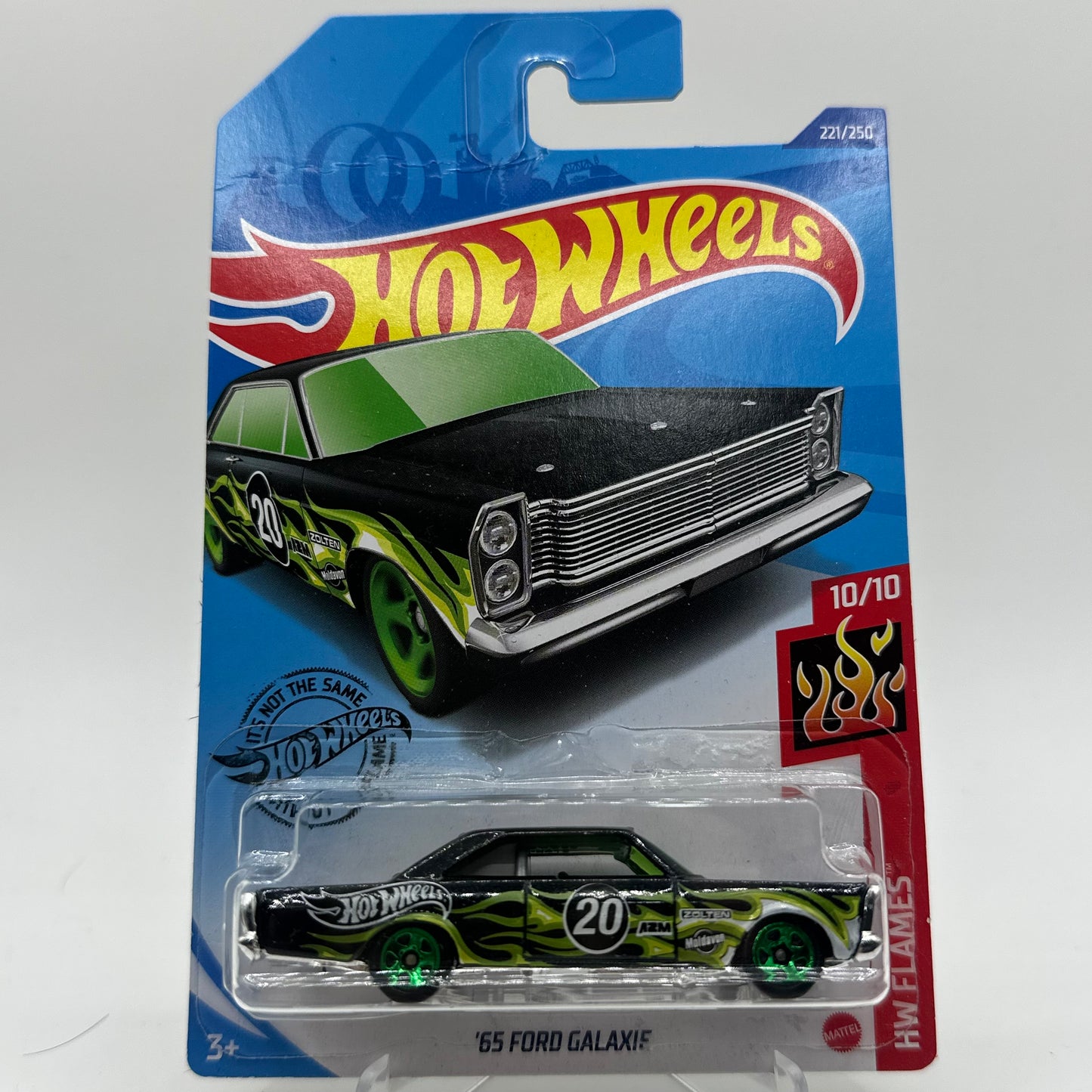 ‘65 Ford Galaxie - HW Flames 10/10 Hotwheels Mainline 221/250 *Creased Card*