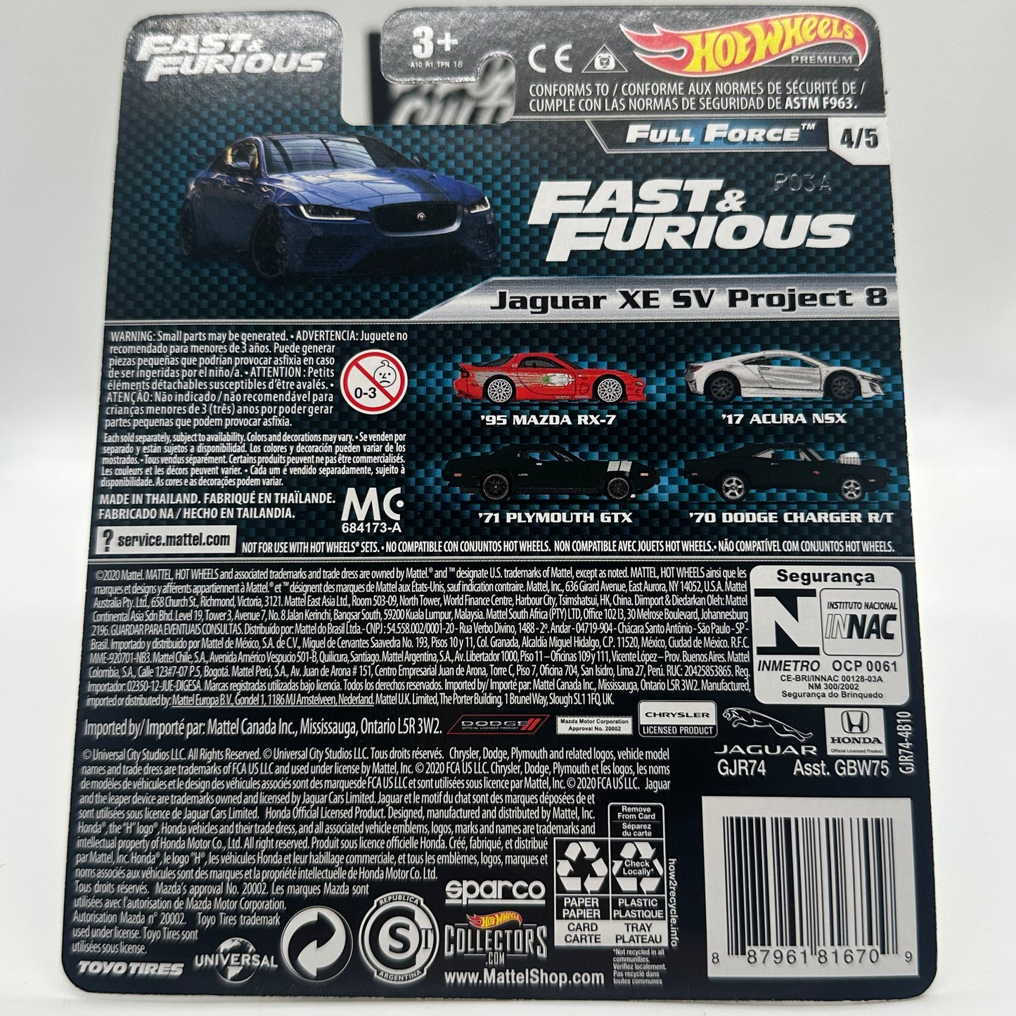 Jaguar XE SV Project 8 - FAST & FURIOUS 4/5 Full Force Hotwheels Premium 4/5