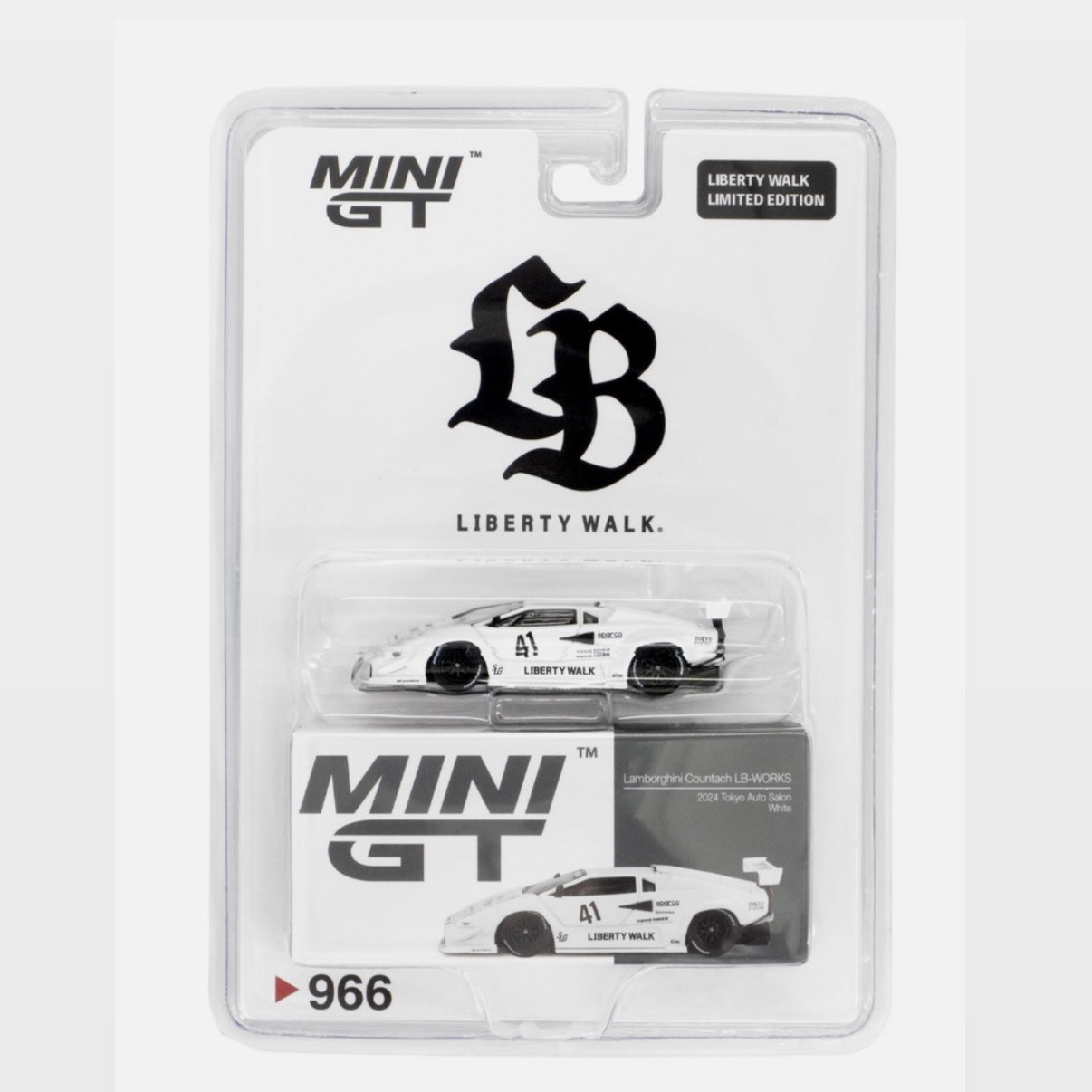 966 Lamborghini Countach LB Works White *LIBERTY WALK EXCLUSIVE* LB Blister - TSM Mini GT