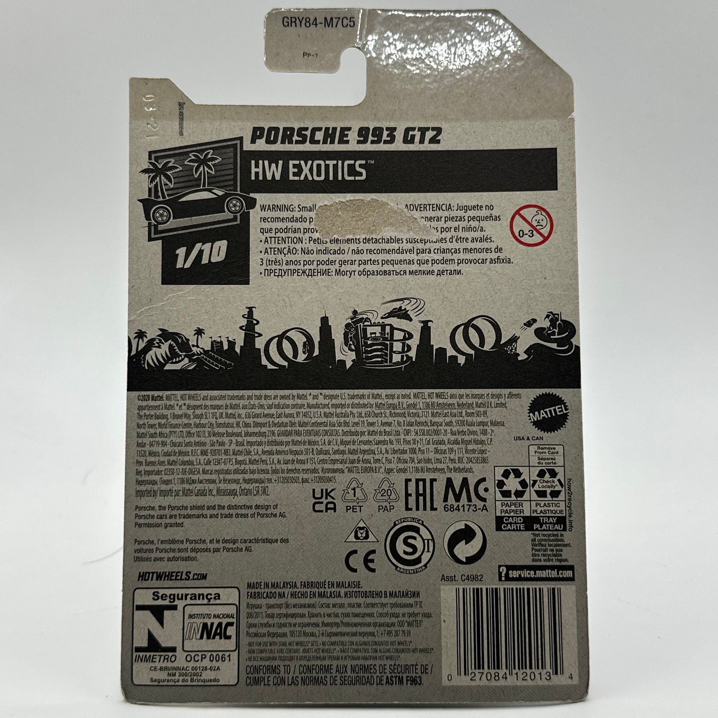 Porsche 993 GT2 - HW Exotics 1/10 Hotwheels Mainline 174/250 *Check condition*