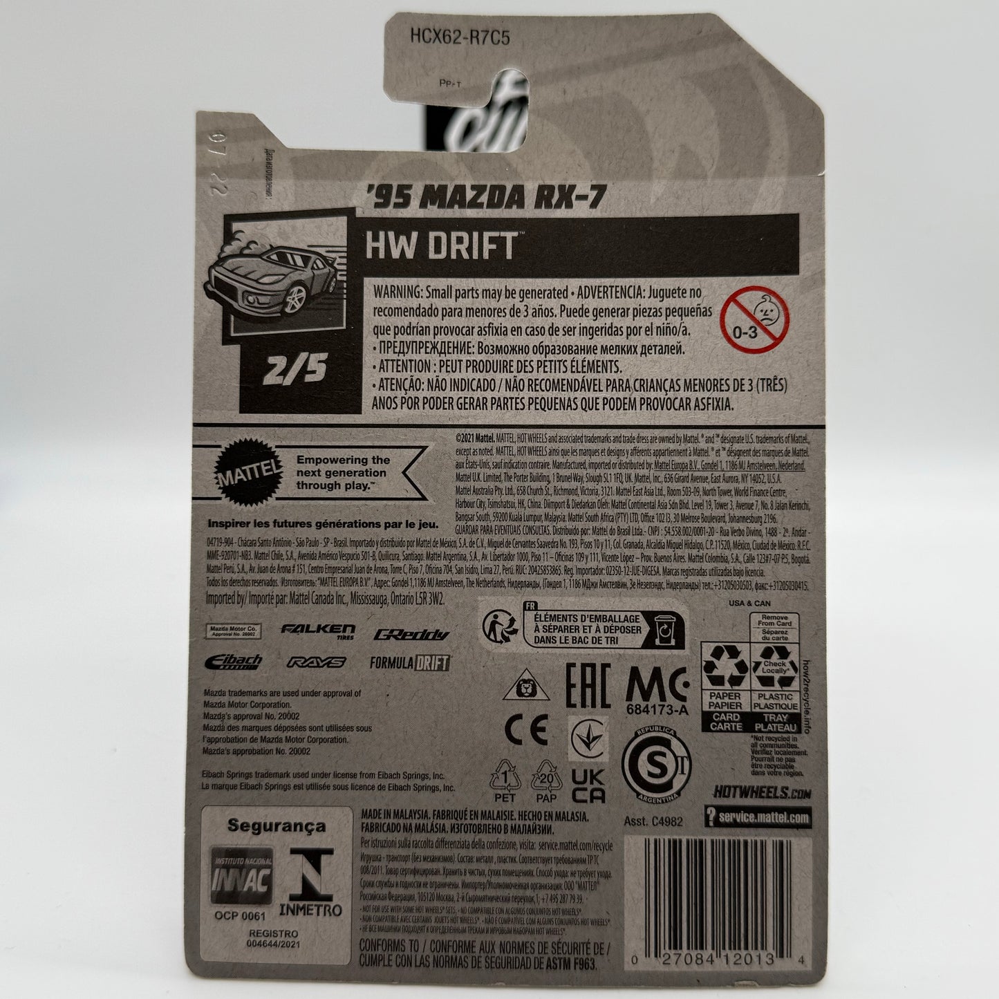 ‘95 Mazda RX-7 HW Drift 2/5 Hotwheels Mainline 177/250 Falken