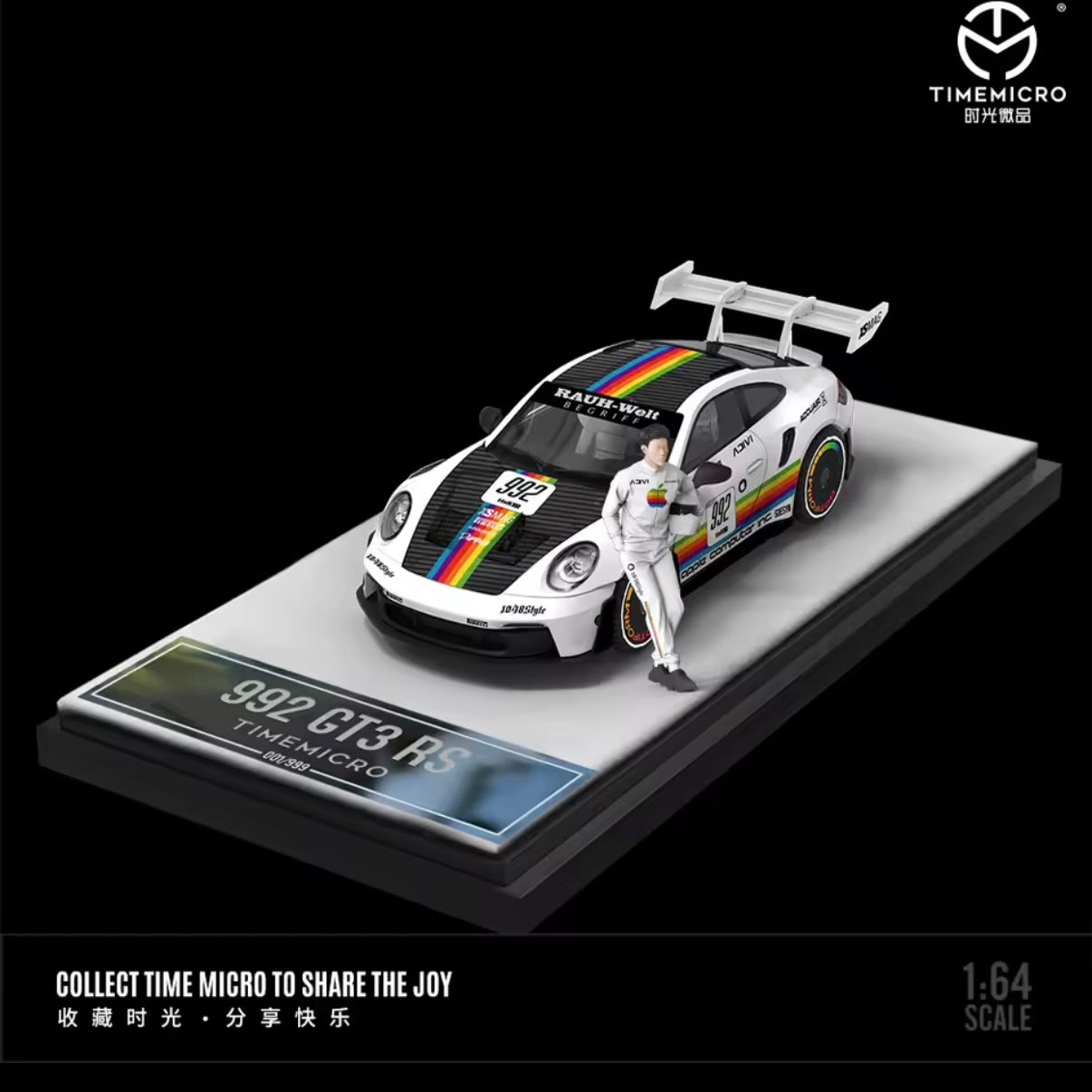 Porsche 992 GT3 RS w/Figure (White) *LIMITED TO 999pcs* Time Micro 1:64