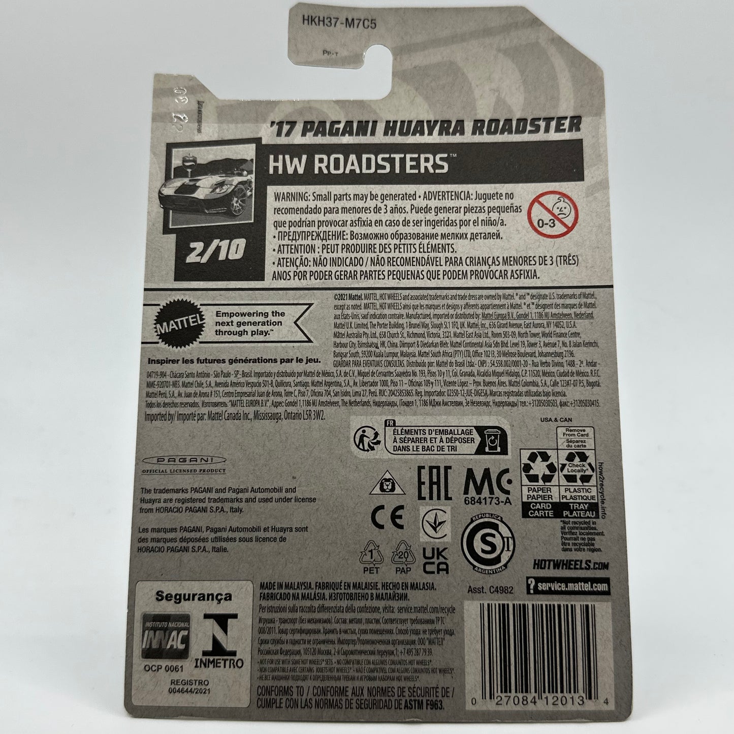 ‘17 Pagani Huayra Roadster - HW Roadsters 2/10 Hotwheels Mainline 13/250