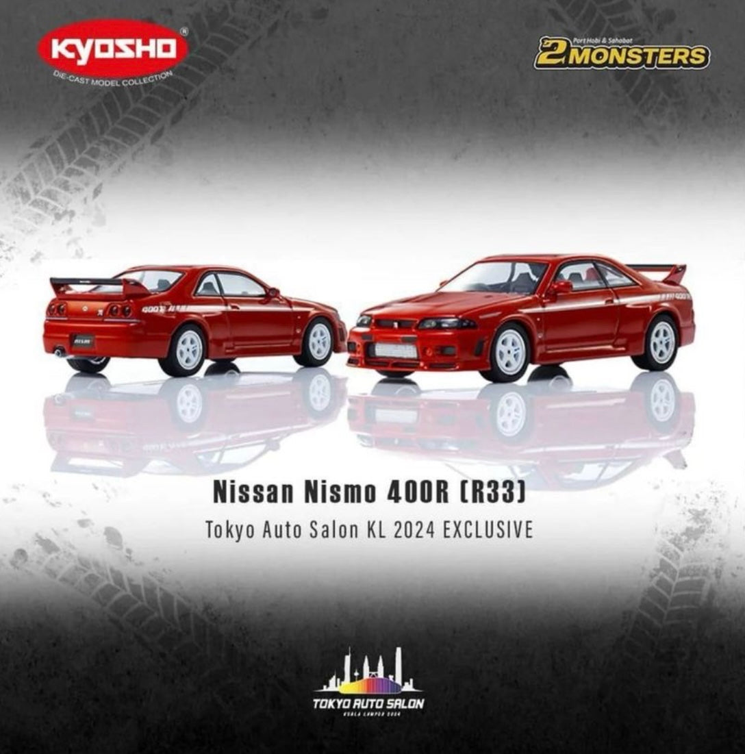 2024 TAS Tokyo Autosalon KL Kyosho Nissan Nismo 400R (R33) Red Exclusive (Light Feature) + Exclusive Pin