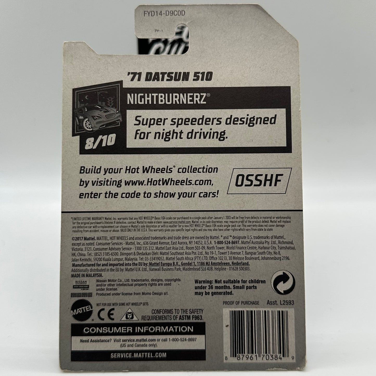 ‘71 Datsun 510 - NightBurnerz 8/10 Hotwheels Mainline 97/250 *Soft Creases*