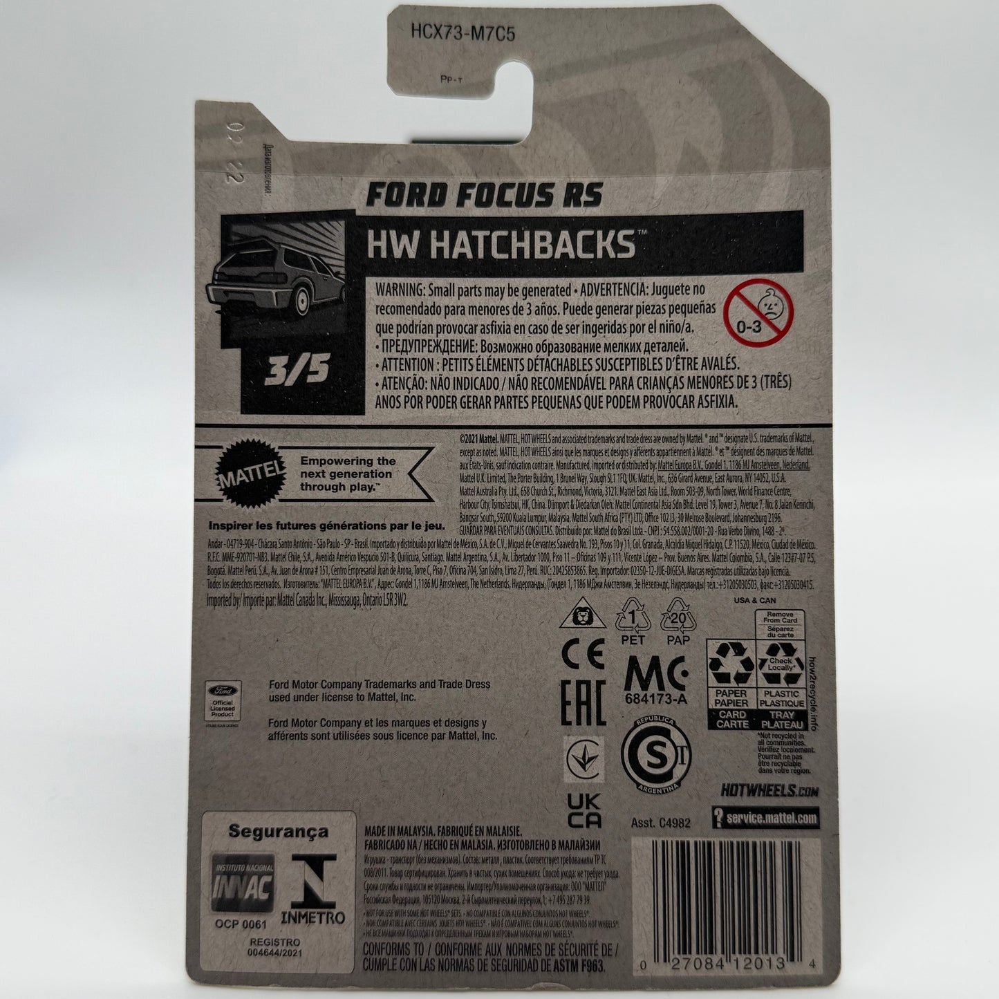 Ford Focus RS - HW Hatchbacks 3/5 Hotwheels Mainline 41/250