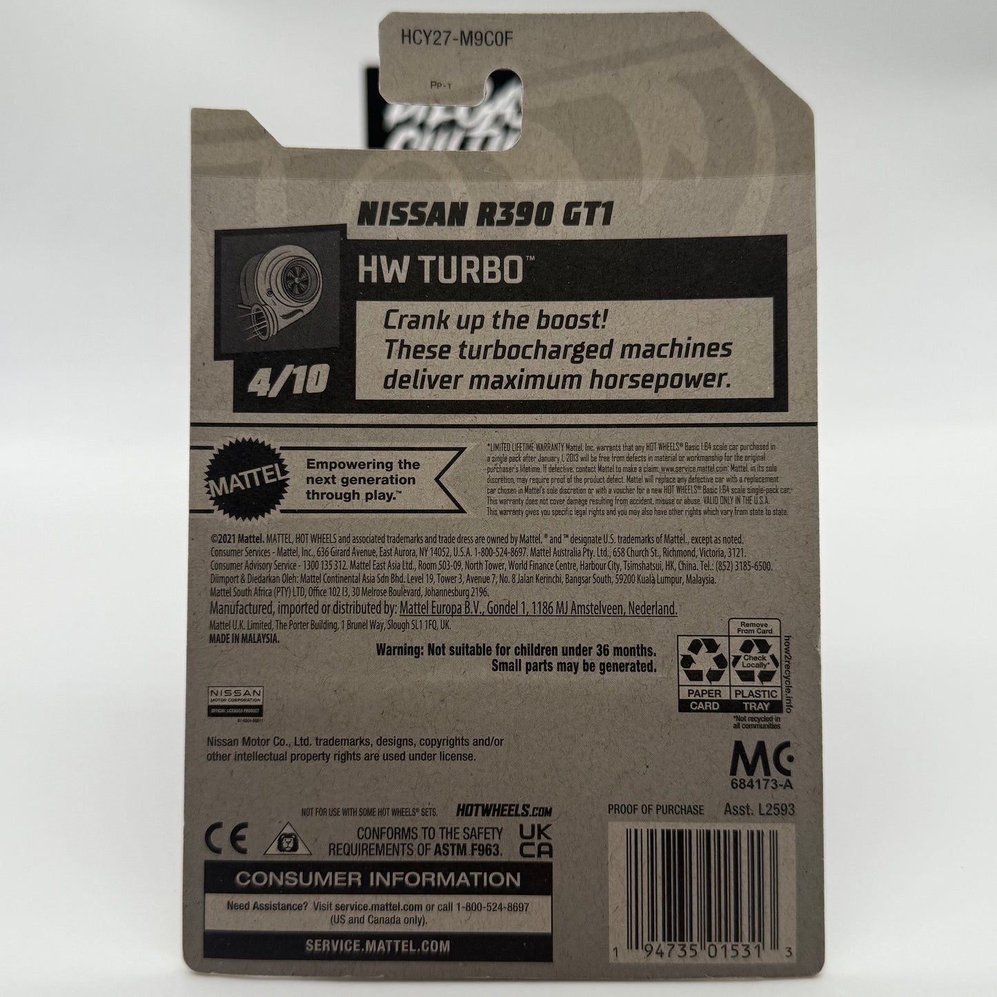 Nissan R390 GTI ZAMAC 04 - HW Turbo 4/10 Hotwheels Mainline 64/250