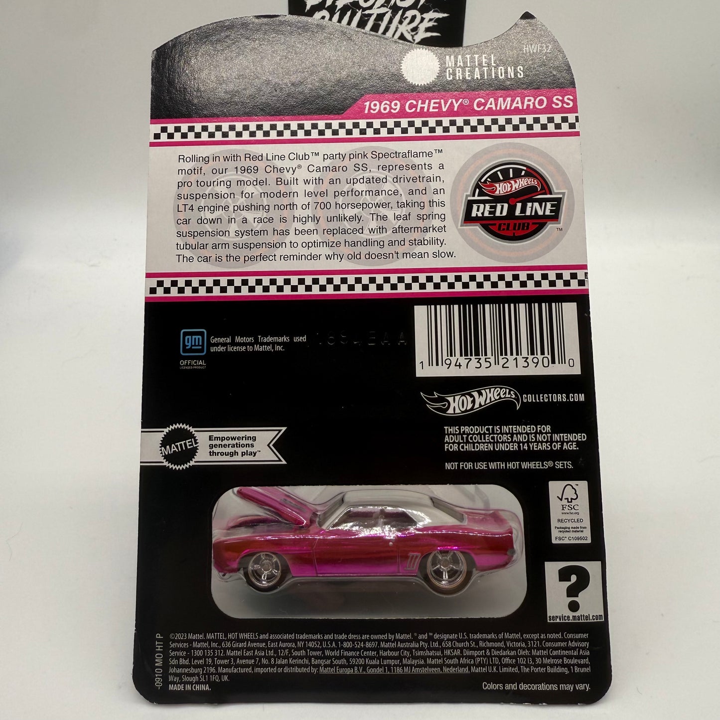 1969 Chevy Camaro SS - CLUB EXCLUSIVE RLC - Hotwheels Red Line Club *Check condition*