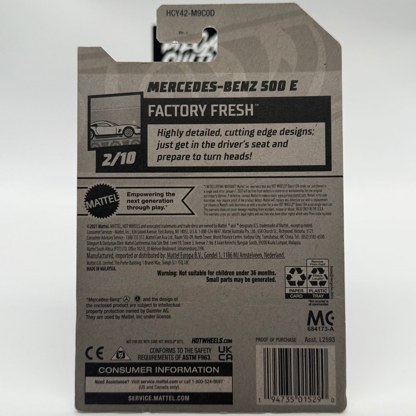 Mercedes-Benz 500 E White - 2022 Hotwheels Dollar General Exclusive 86/250