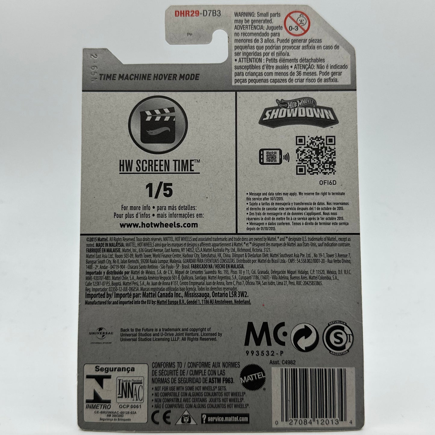 Time Machine Hover Mode - HW Screen Time 1/5 Hotwheels Mainline 221/250 BACK TO THE FUTURE