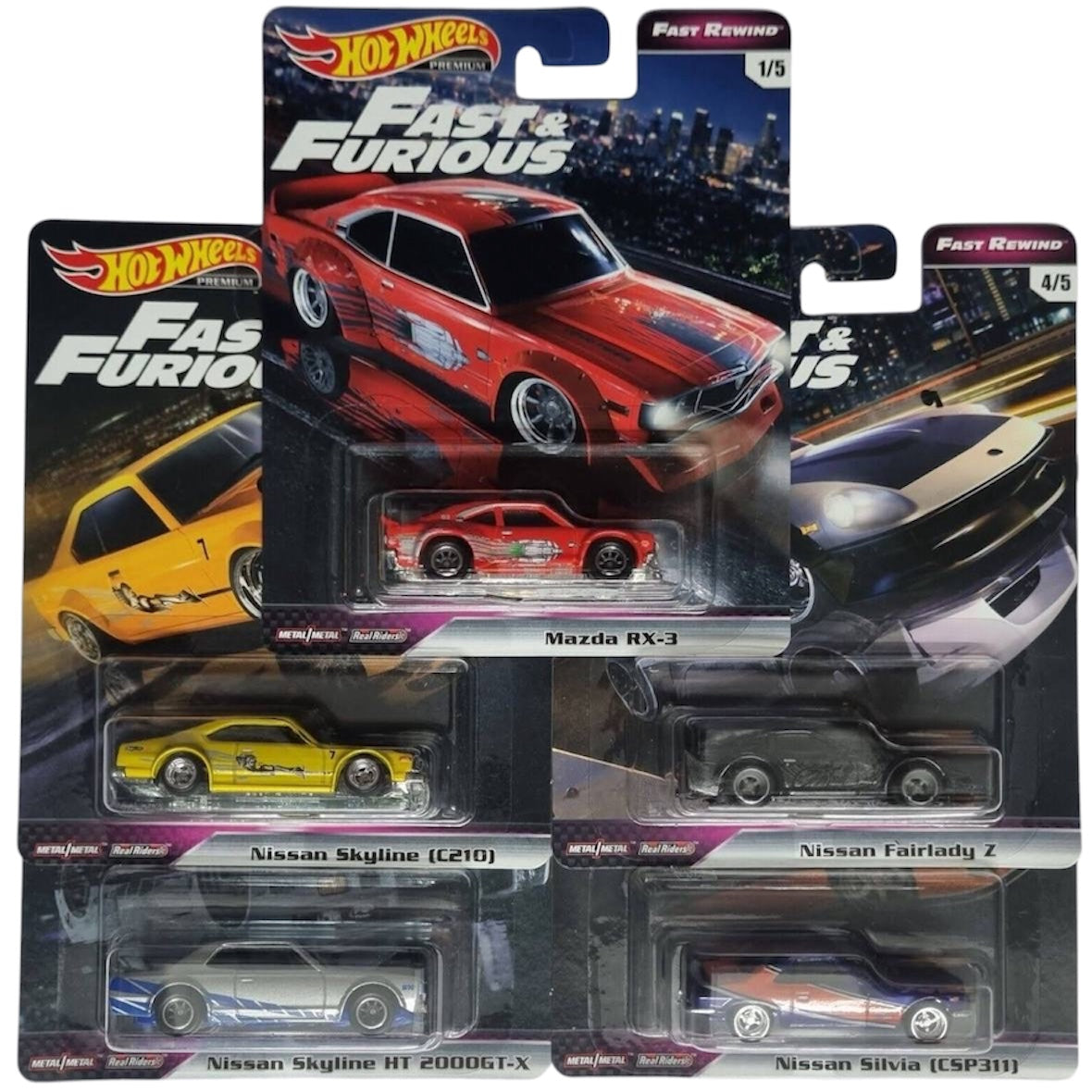 FAST & FURIOUS FAST REWIND HOTWHEELS Premium set *No Box*