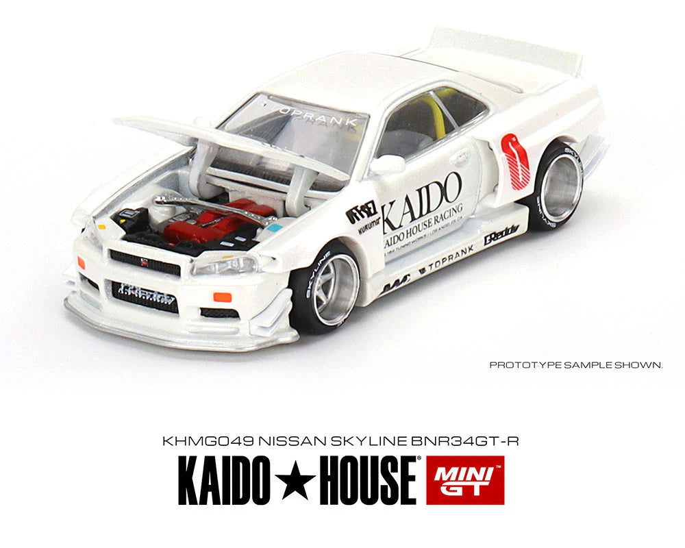 Nissan Skyline GT-R (R34) Kaido Works V2 (White) Limited Edition Kaido House x Mini GT 1:64