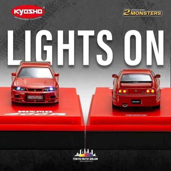 2024 TAS Tokyo Autosalon KL Kyosho Nissan Nismo 400R (R33) Red Exclusive (Light Feature) + Exclusive Pin
