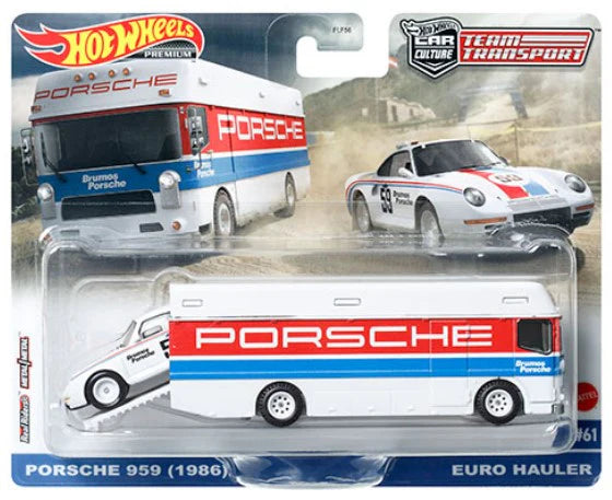 Porsche 959 (1986) & Euro Hauler Hot Wheels 2023 Team Transport w/ Case