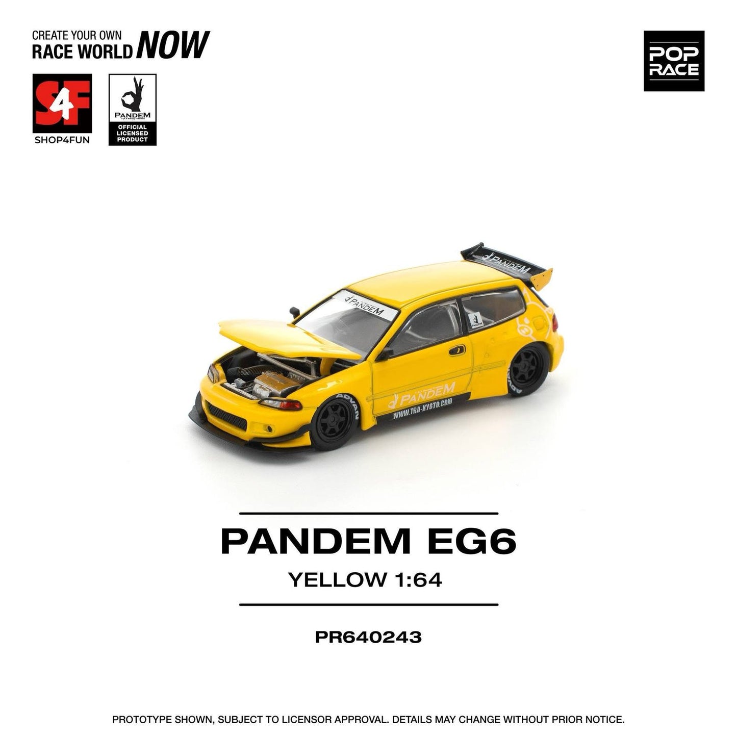Honda Pandem EG6 - POP RACE Manila International Auto Show Limited 2000pcs PR640243 Yellow