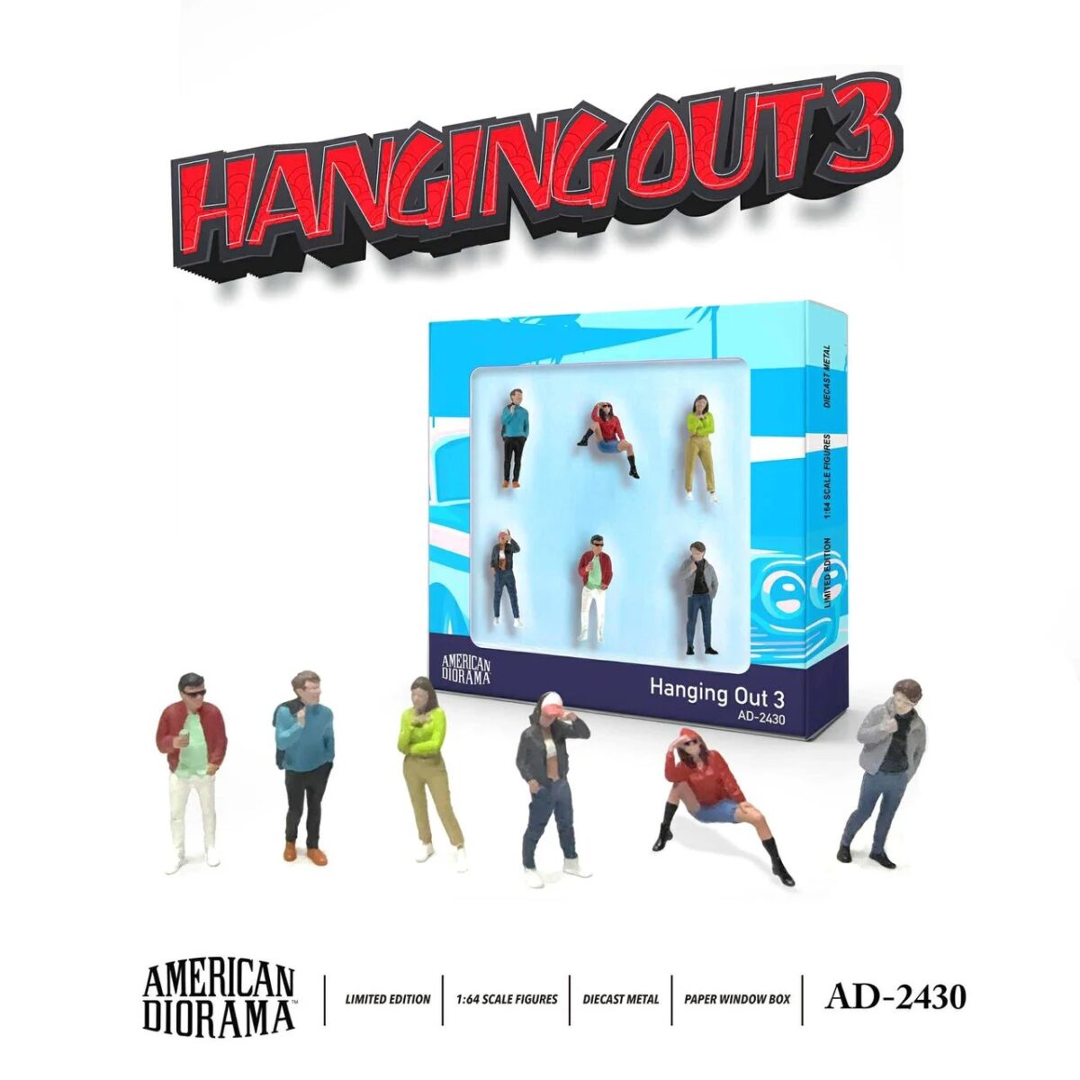 Hanging Out 3 Figure Set - 1:64 Scale American Diorama