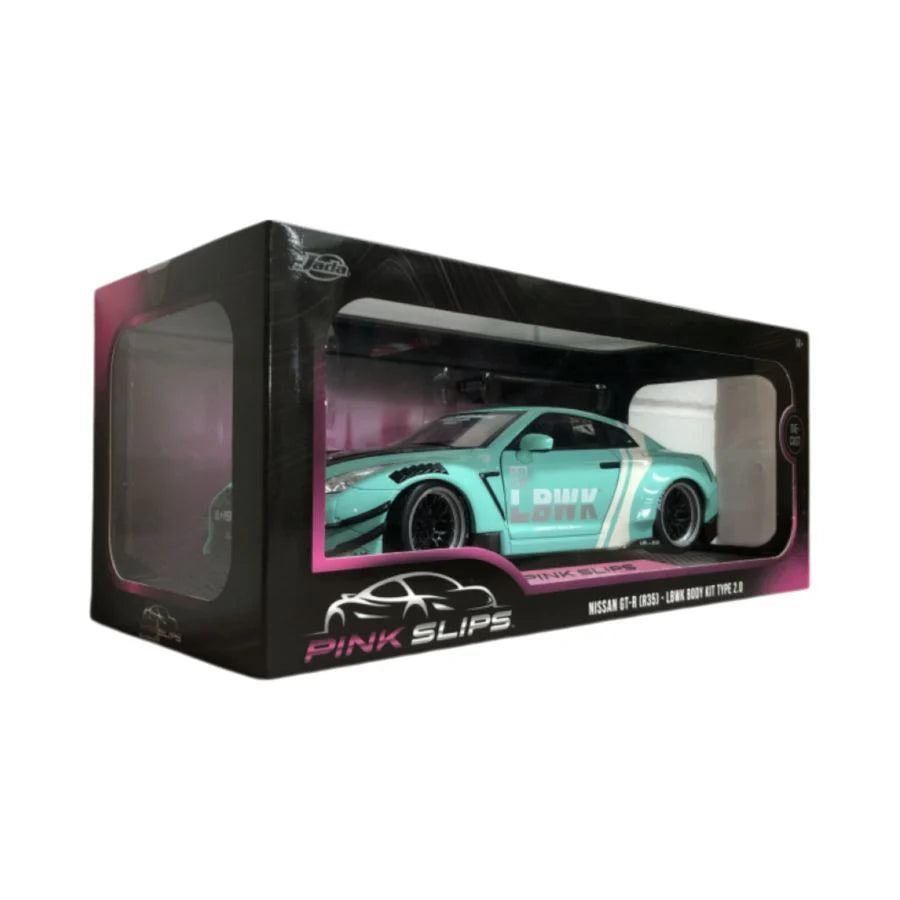 1:18 NISSAN GT-R R35 LIBERTY WALK (TURQUOISE/WHITE) JADA: PINK SLIPS