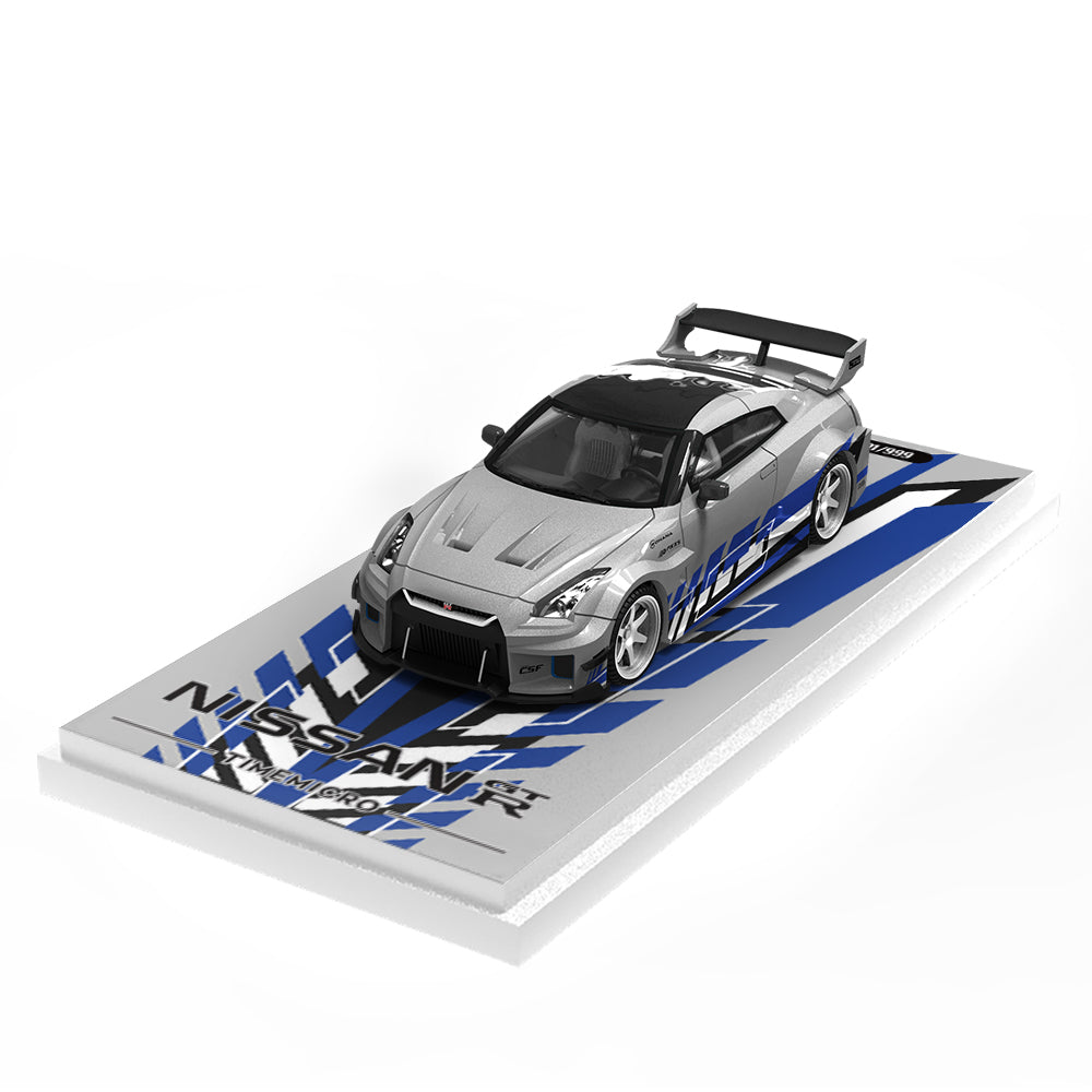 Nissan GTR35 Fast & Furious Silver and Blue Stripes - *Limited to 999pcs* TimeMicro 1:64