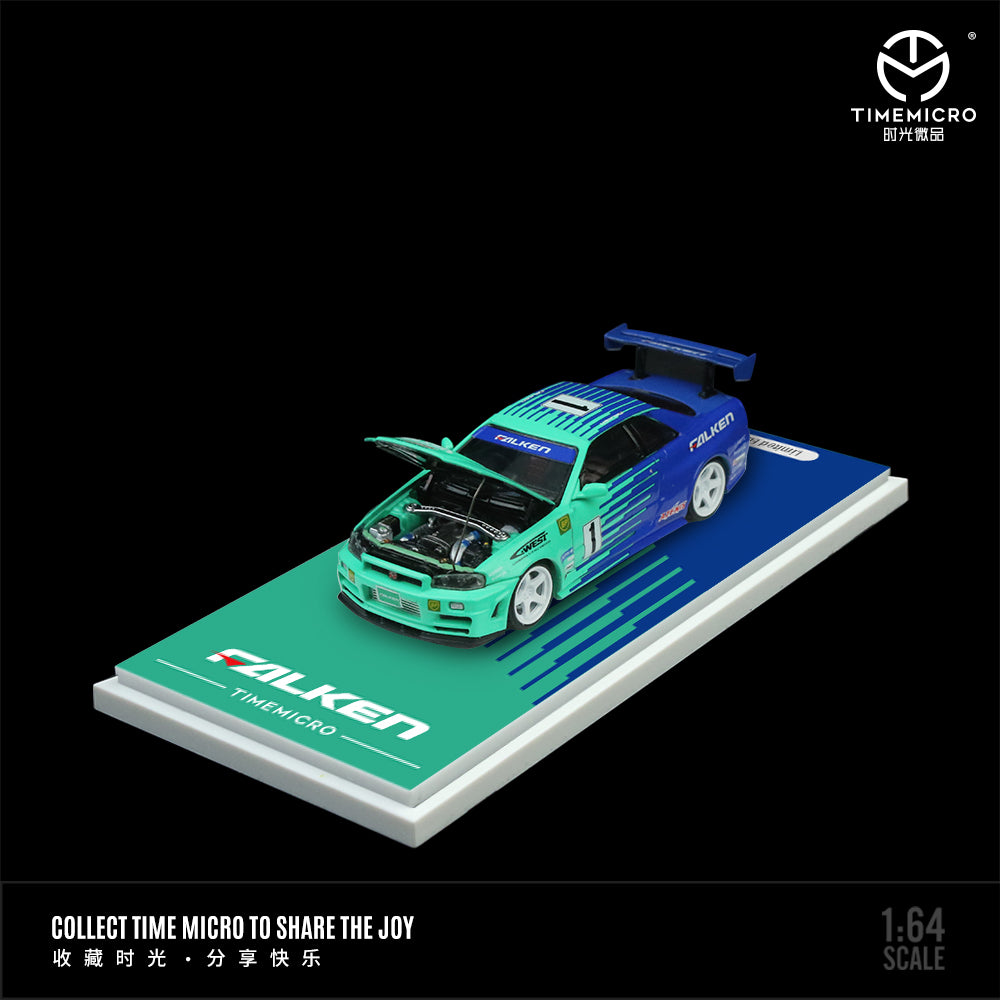 Nissan GTR34 FALKEN - *Limited to 999pcs* TimeMicro 1:64