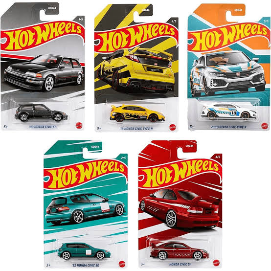 Honda Civic Anniversary Themed Set of 5 - HotWheels Set