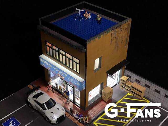 Diecast Shop Model Diorama with LED Lights GFANS 1:64 Scale