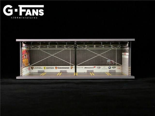 Exotic Garage Diorama with LED Lights 1:64 G-FANS