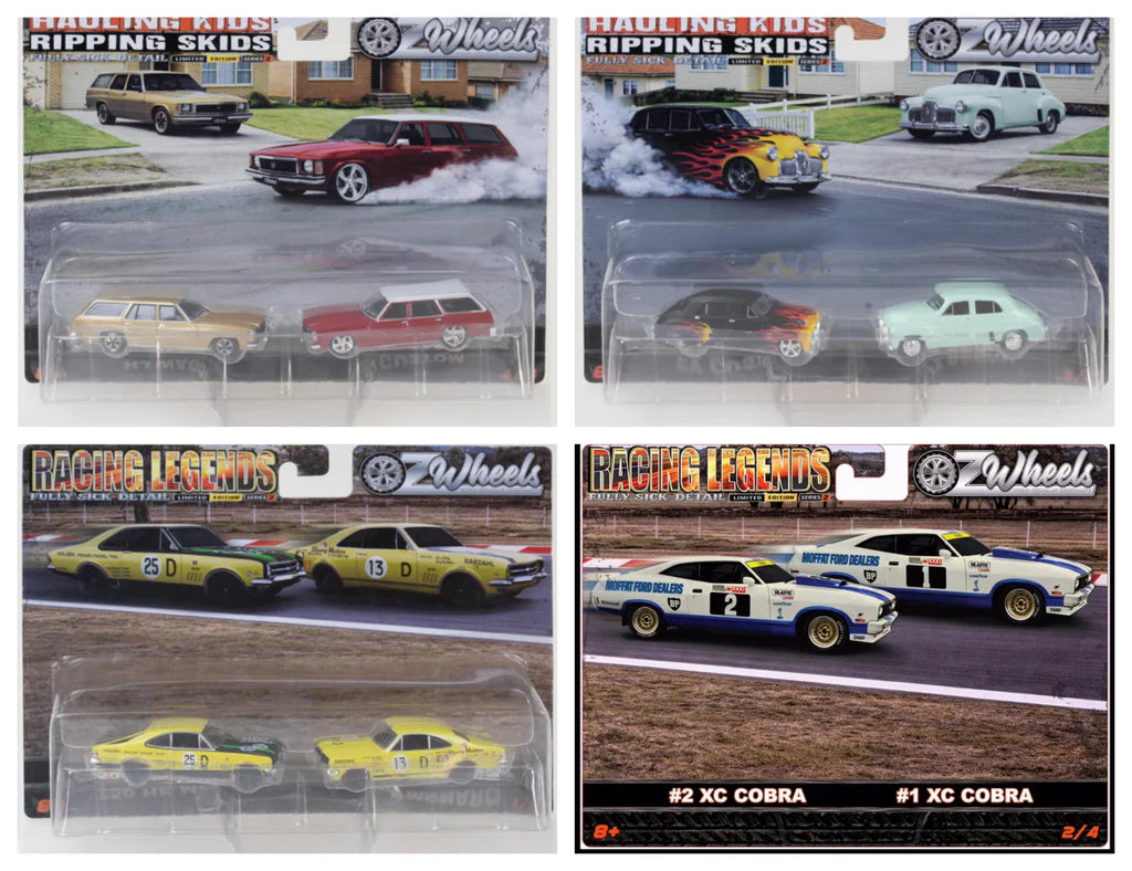 (4-PACK) BATHURST LEGENDS / HJ & FX HAULIN KIDS TWIN SET -- OZ WHEELS 1:64