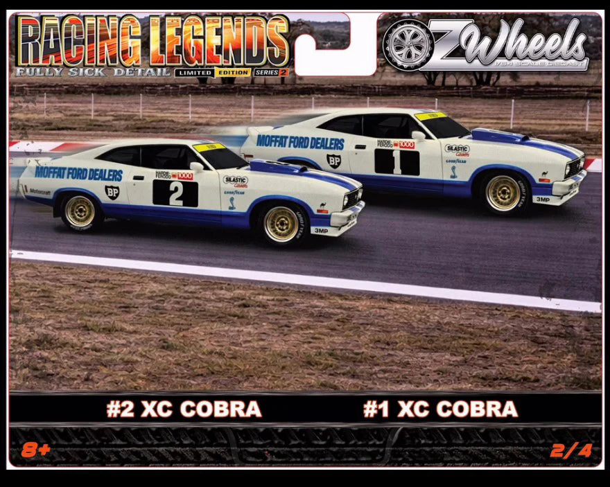 BATHURST TWIN SET - #1 & #2 FORD XC COBRA ALLAN MOFFAT -- OZ WHEELS FSD 1:64