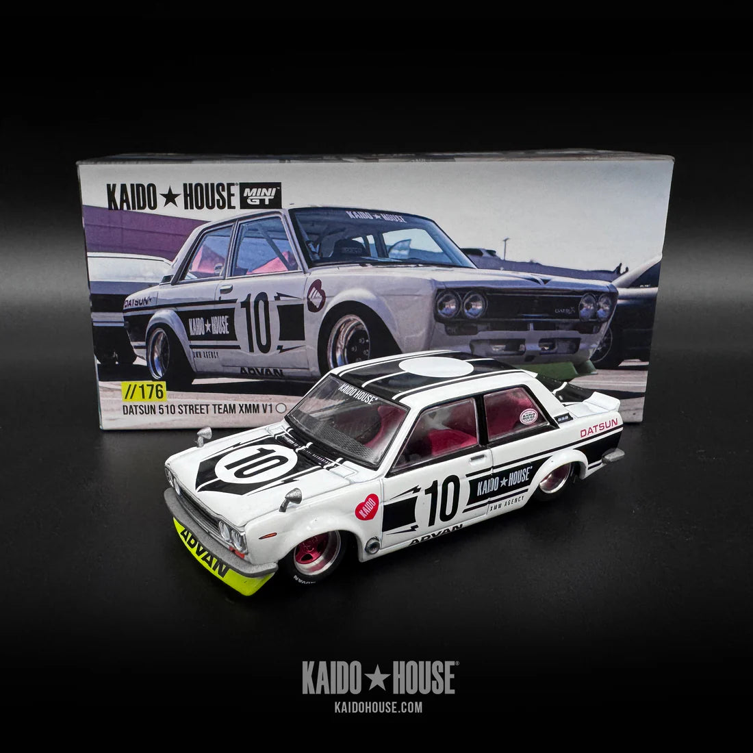 DTM・DAW kaito mama Mini GT x Kaido House 1:64 Datsun Street 510 Racing V1 Nismo