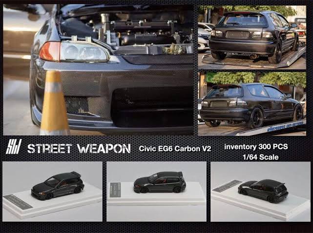 Honda Civic EG6 Full Carbon V2 - *Limited to 300pcs* Street Weapon 1/64