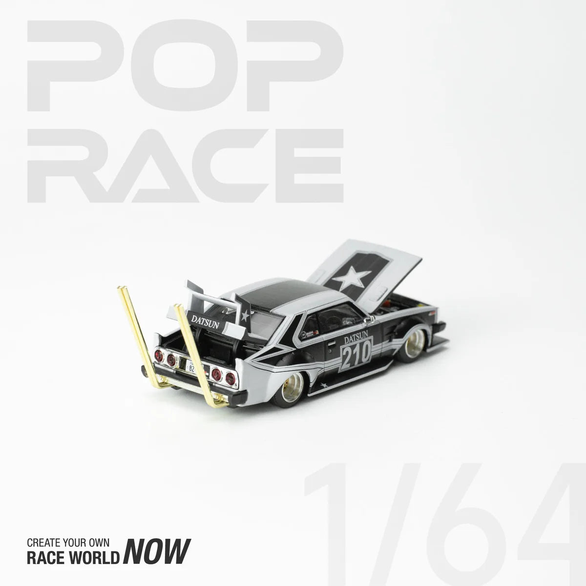 Skyline C210 Kaido Racer Bosozoku Style Matt Black Pop Race 1:64 Scale