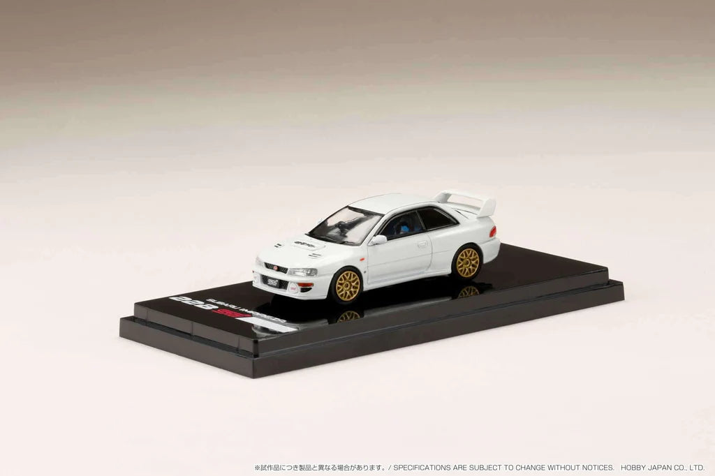 SUBARU IMPREZA 22B STI (GC8) W/EJ22 ENGINE DISPLAY (WHITE) HOBBY JAPAN 1:64