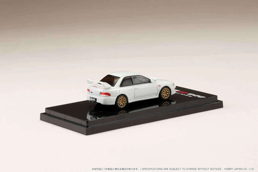 SUBARU IMPREZA 22B STI (GC8) W/EJ22 ENGINE DISPLAY (WHITE) HOBBY JAPAN 1:64
