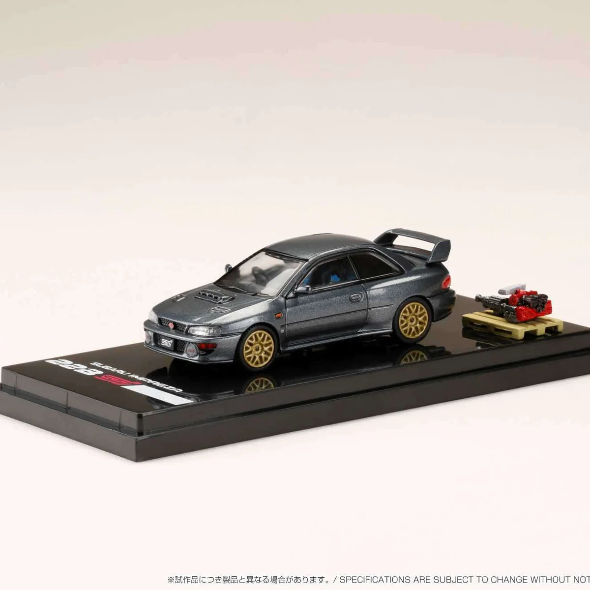 SUBARU IMPREZA 22B STI VERSION (GC8) W/ EJ ENGINE DISPLAY GRAY METALLIC HOBBY JAPAN 1:64