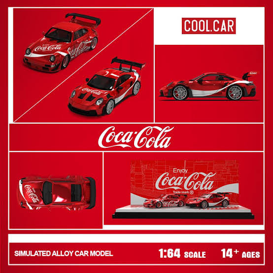 Porsche Coca Cola Livery Twin Cars Set - RWB964 GT Wing + 992 GT3 RS Coca Cola (Limited to 500 Pieces World Wide)