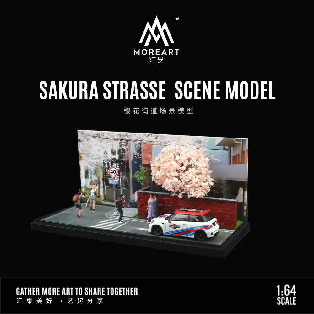 Sakura Strasse Scene Car Model Diecasts Parking Lot Diorama Car Street - MoreArt 1:64